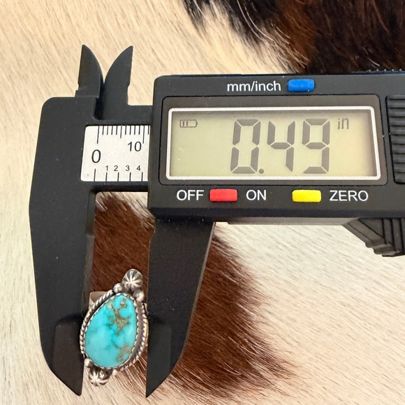 ❤️ Lone Mountain Turquoise Navajo Style Sterling Unisex ADJ Ring Sz 6 to 9 - Picture 14 of 15